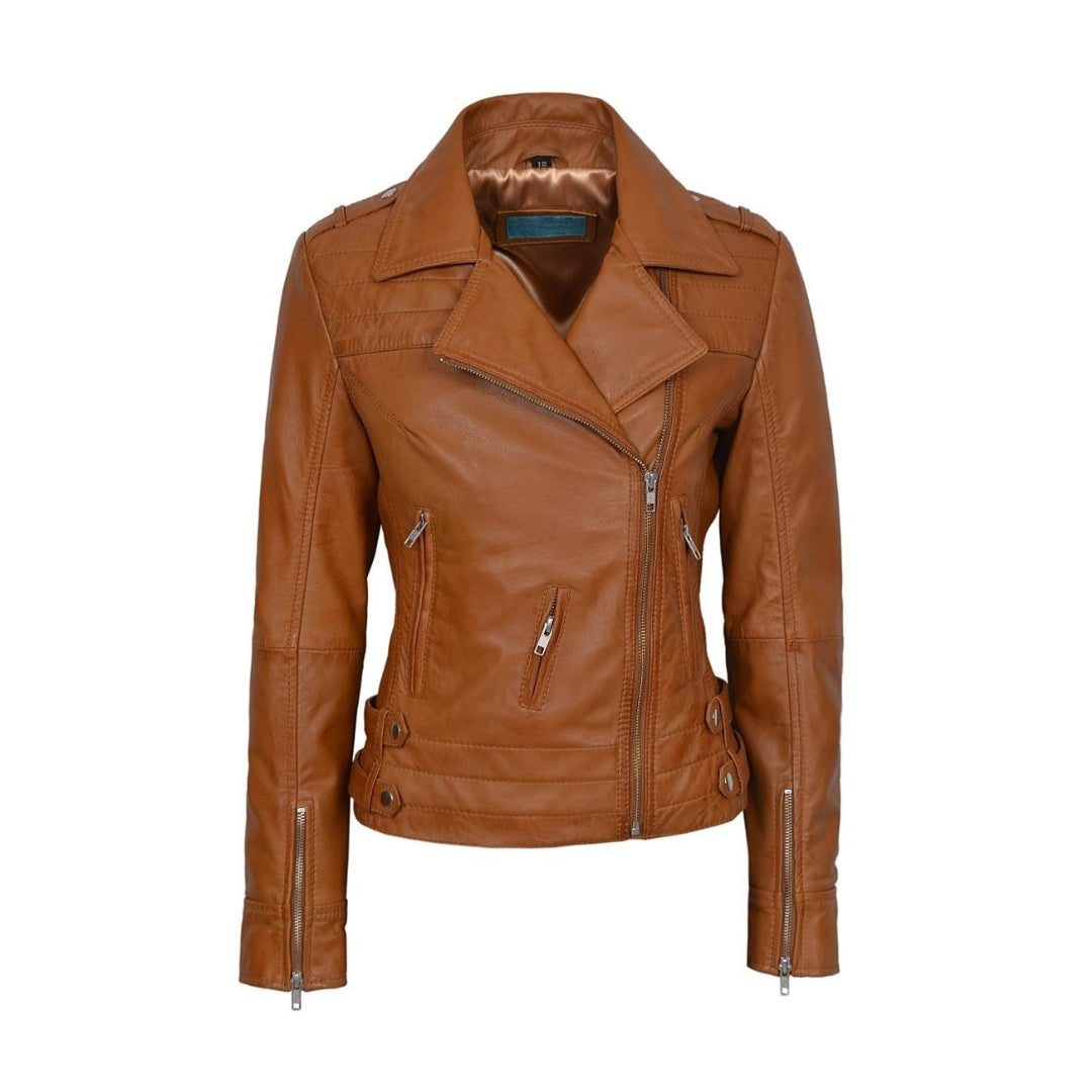 Women's Asymmetrical Leather Moto Jacket – Real Sheep Nappa Full Veg Leather with Shiny Silver Zippers | Kings Wear Apparel Kings Wear Apparel