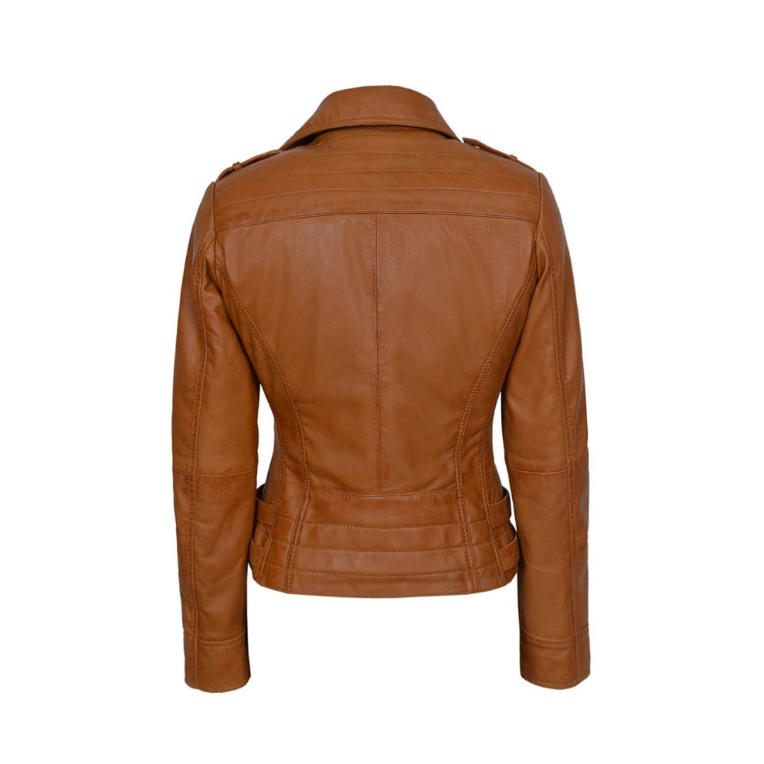 Women's Asymmetrical Leather Moto Jacket – Real Sheep Nappa Full Veg Leather with Shiny Silver Zippers | Kings Wear Apparel Kings Wear Apparel