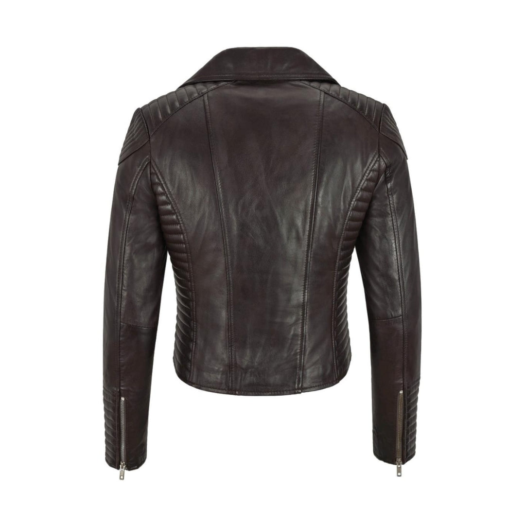 Women's Trendy Sheep Nappa Full Veg Leather Moto Short Jacket – Shiny Silver Zip Fashion Coat | Kings Wear Apparel Kings Wear Apparel