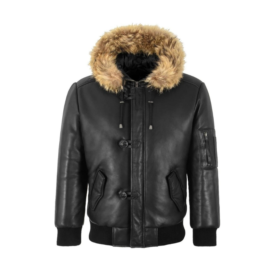 Leather Jacket Sheep Nappa Full Veg Fur Collar Jacket Antique Silver Zip Moto Style Jacket Kings Wear Apparel
