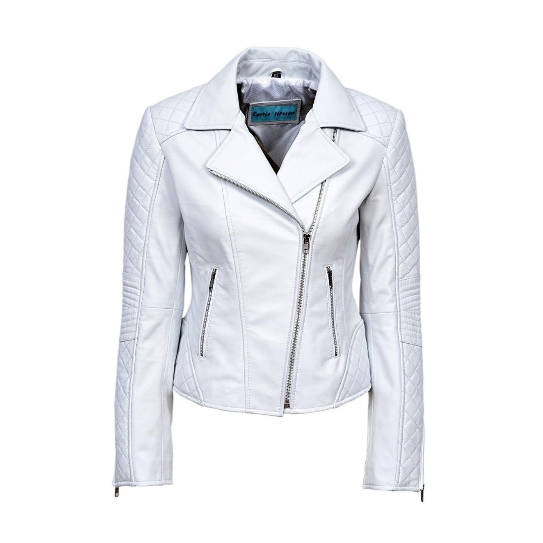 Women's Long Sleeve Sheep Nappa Leather Moto Biker Jacket – Zipper Closure with Shiny Silver Zip | Kings Wear Apparel Kings Wear Apparel