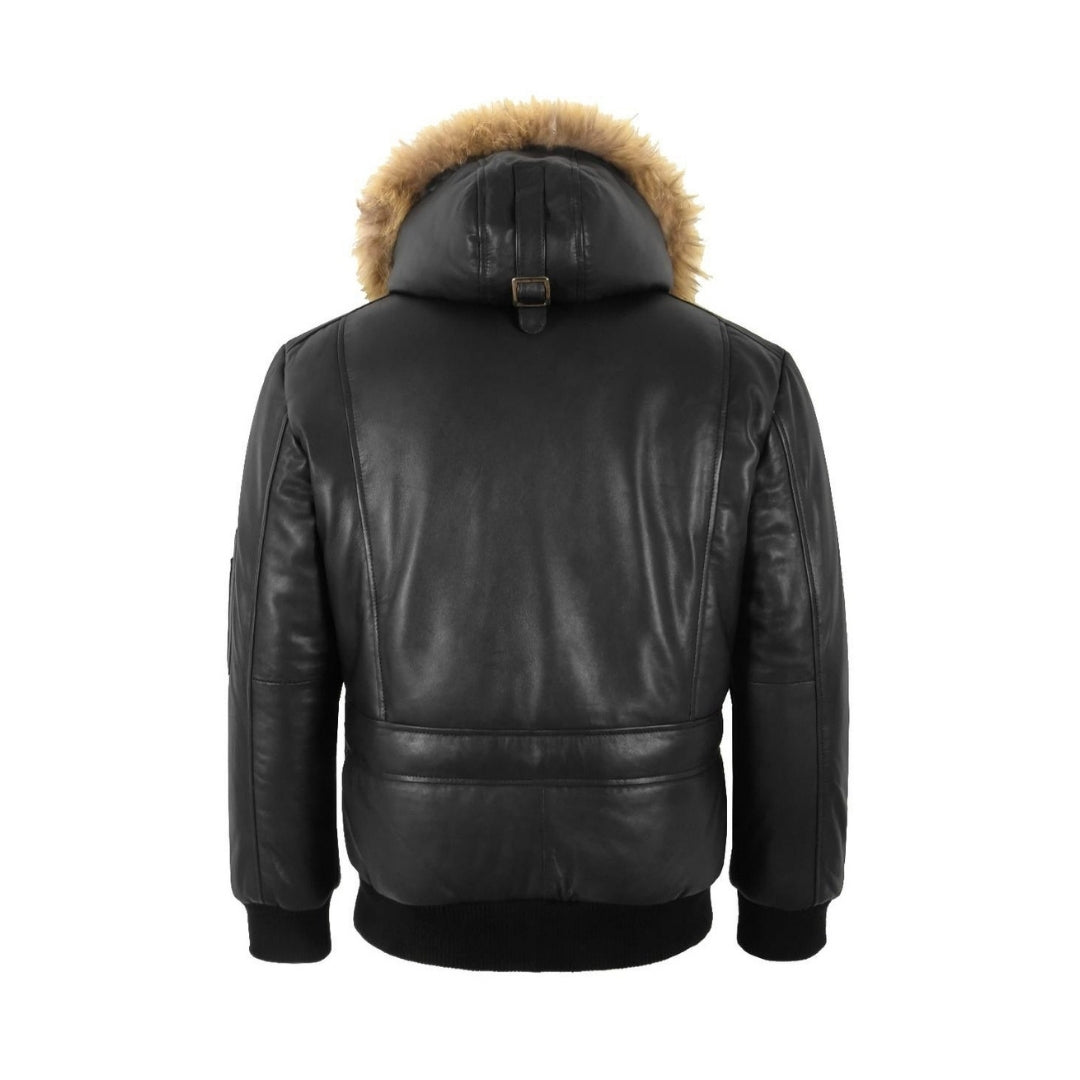 Leather Jacket Sheep Nappa Full Veg Fur Collar Jacket Antique Silver Zip Moto Style Jacket Kings Wear Apparel