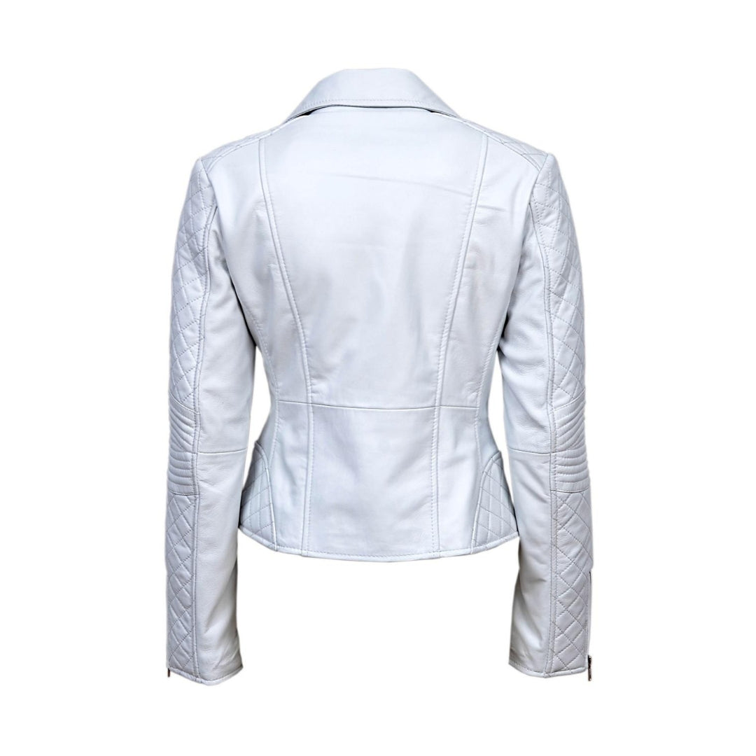 Women's Long Sleeve Sheep Nappa Leather Moto Biker Jacket – Zipper Closure with Shiny Silver Zip | Kings Wear Apparel Kings Wear Apparel