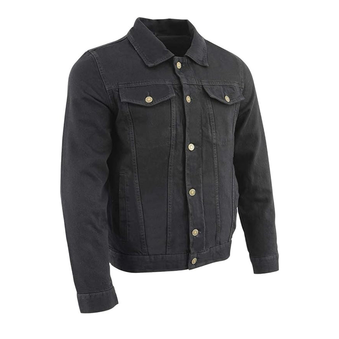 Men's Black Denim Jean Jacket - Classic Style Leather Look | Kings Wear Apparel Kings Wear Apparel