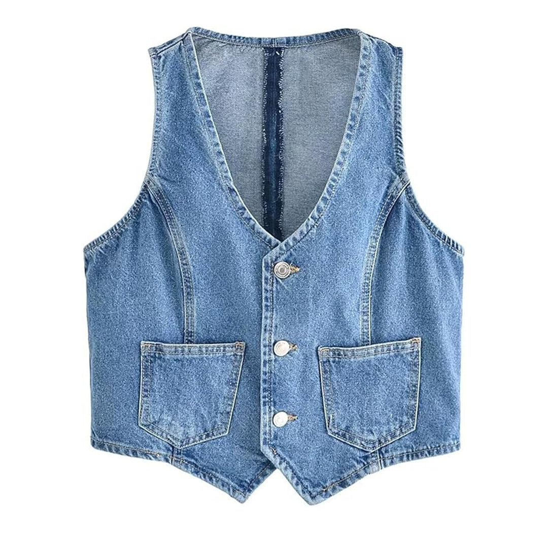 Shop Women's Denim Vest - Sleeveless Crop Top, Button Down Jean Waistcoat | Kings Wear Apparel Kings Wear Apparel