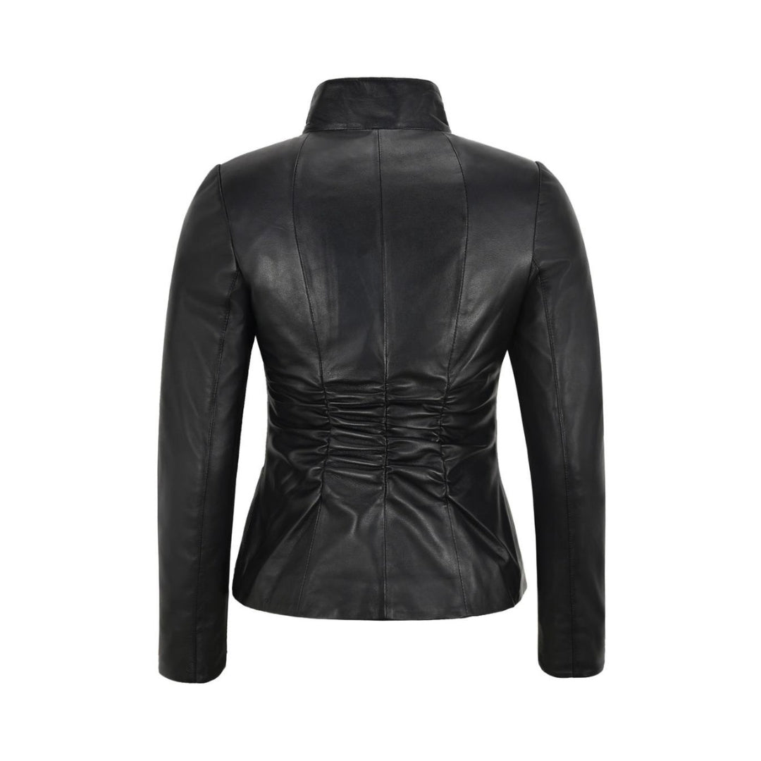 Vintage Shaded Winter Real Sheep Velvet Leather Jacket for Women – Designer Collection with Shiny Silver Zippers | Kings Wear Apparel Kings Wear Apparel