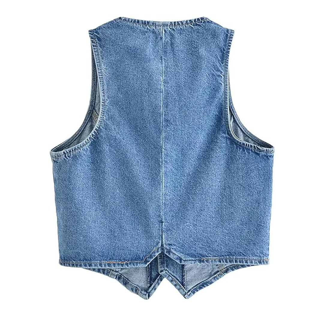 Shop Women's Denim Vest - Sleeveless Crop Top, Button Down Jean Waistcoat | Kings Wear Apparel Kings Wear Apparel