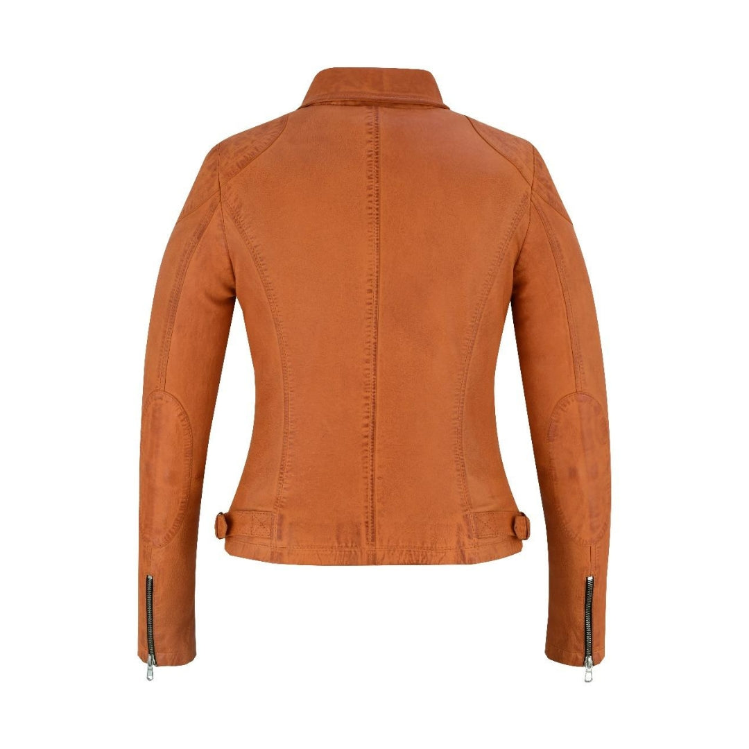Women’s Slim Fit Leather Jacket – Real Sheep Nappa Full Veg Biker Style with Shiny Silver Zip Kings Wear Apparel