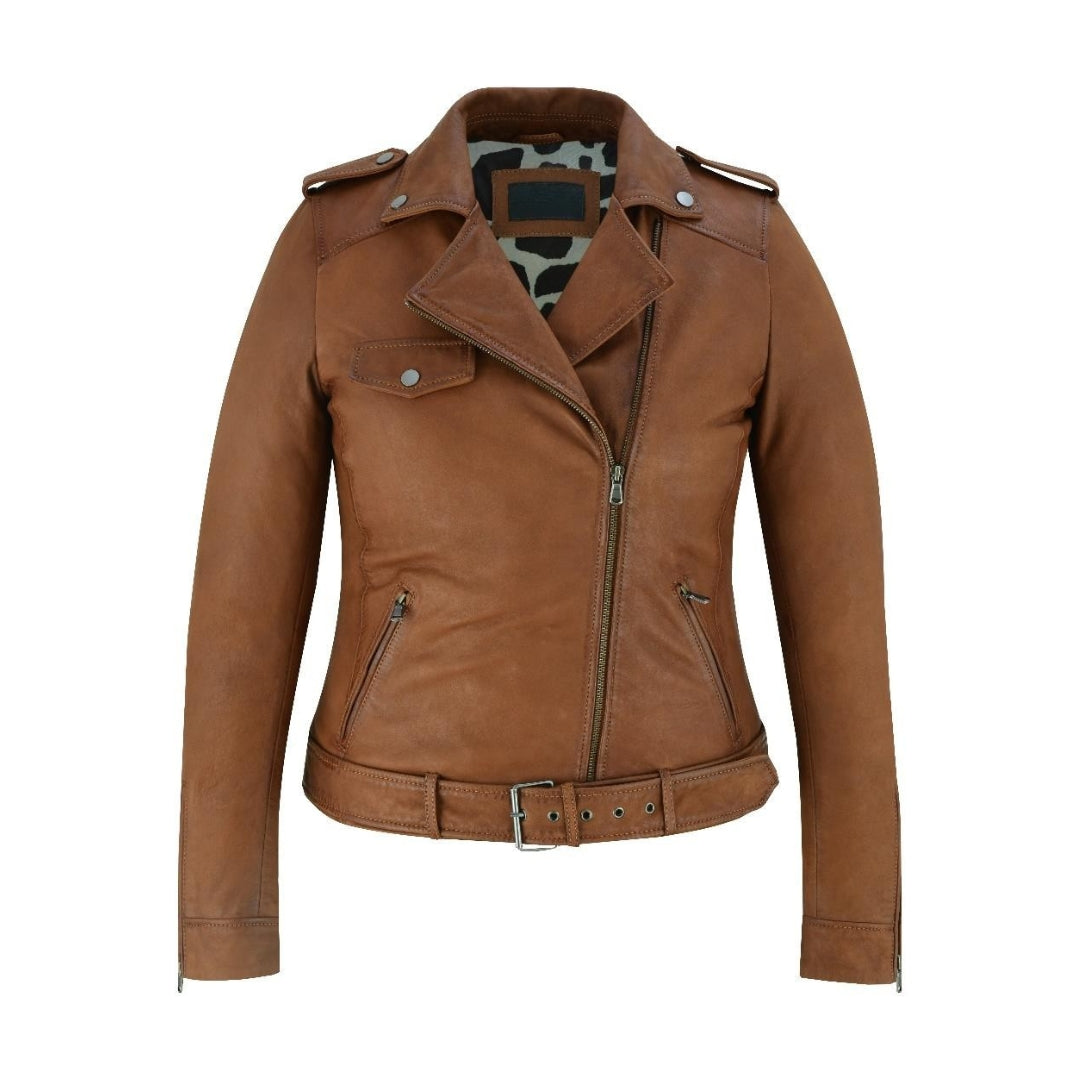 Women’s Slim Fit Real Sheep Nappa Leather Jacket – Biker Style with Gunmetal Zip Kings Wear Apparel