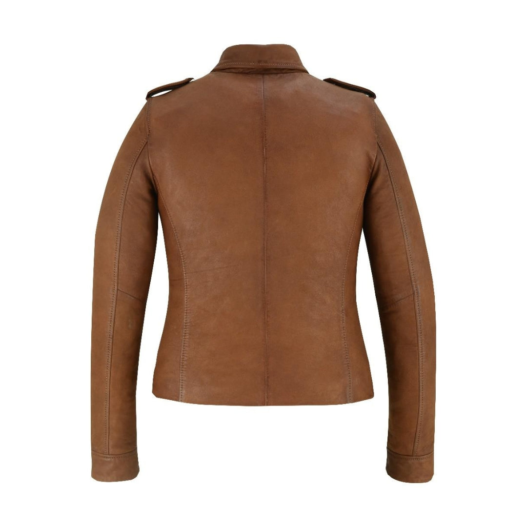 Women’s Slim Fit Real Sheep Nappa Leather Jacket – Biker Style with Gunmetal Zip Kings Wear Apparel