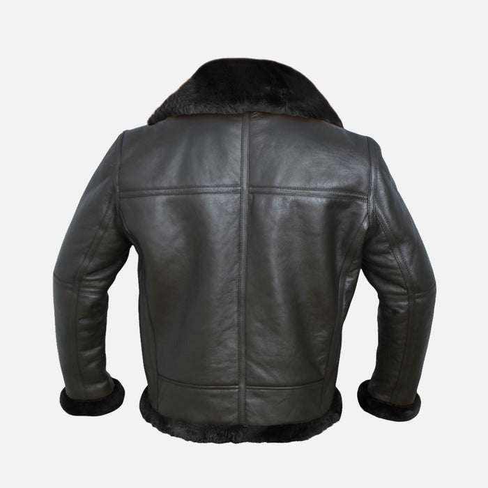 Crimson Air Raf Real Shearling Bomber Jacket in Black | Premium Quality & Style Kings Wear Apparel
