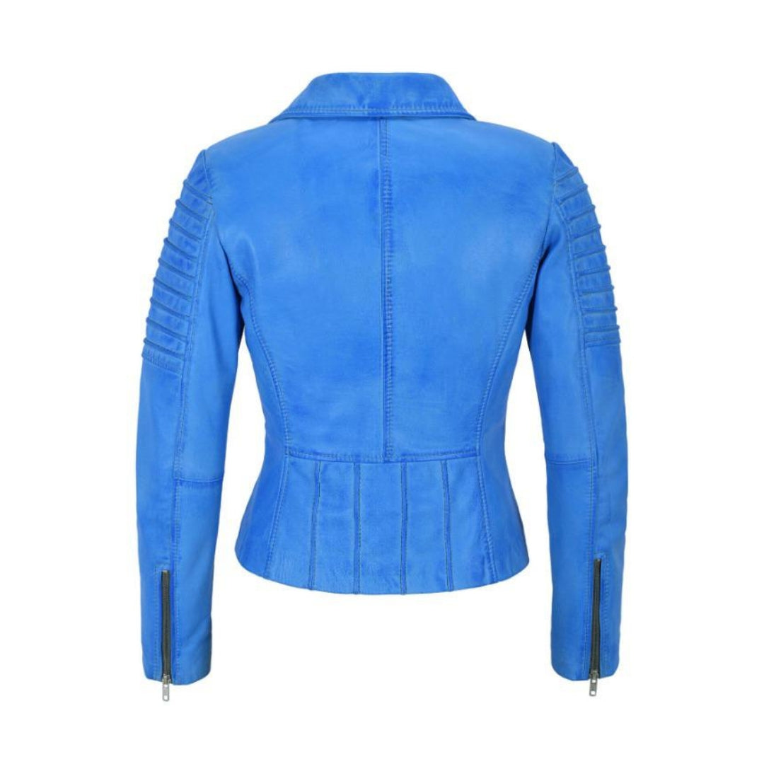 Women's Genuine Sheep Nappa Leather Moto Jacket – Shiny Silver Zippers | Kings Wear Apparel Kings Wear Apparel