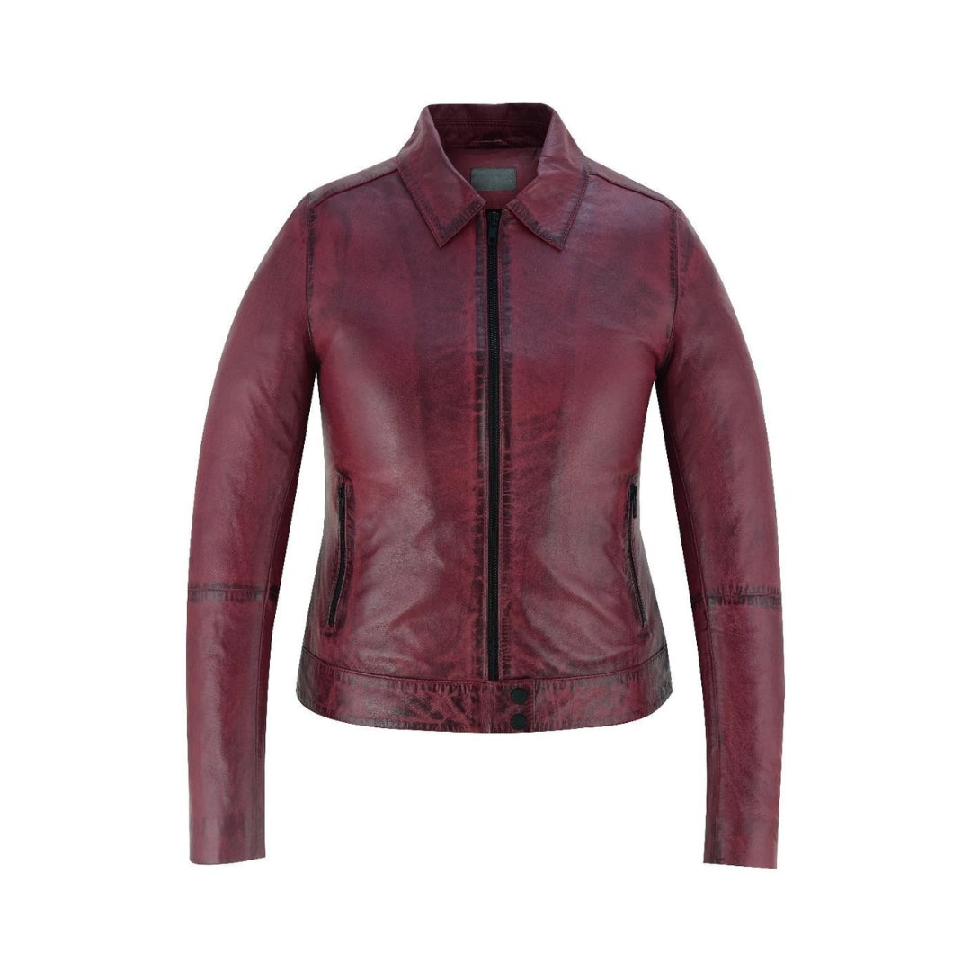 Women's Oversized Leather Motorcycle Jacket – Sheep Nappa Full Veg Matt Black with Zip-Up Design | Kings Wear Apparel Kings Wear Apparel