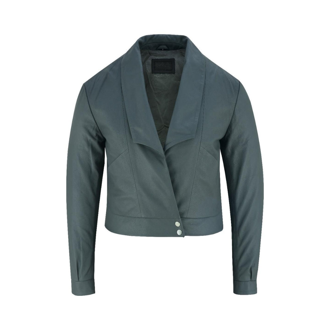 Women's Short Leather Motorcycle Blazer – Fashion Sheep Velvet with Shiny Silver Buttons | Kings Wear Apparel Kings Wear Apparel