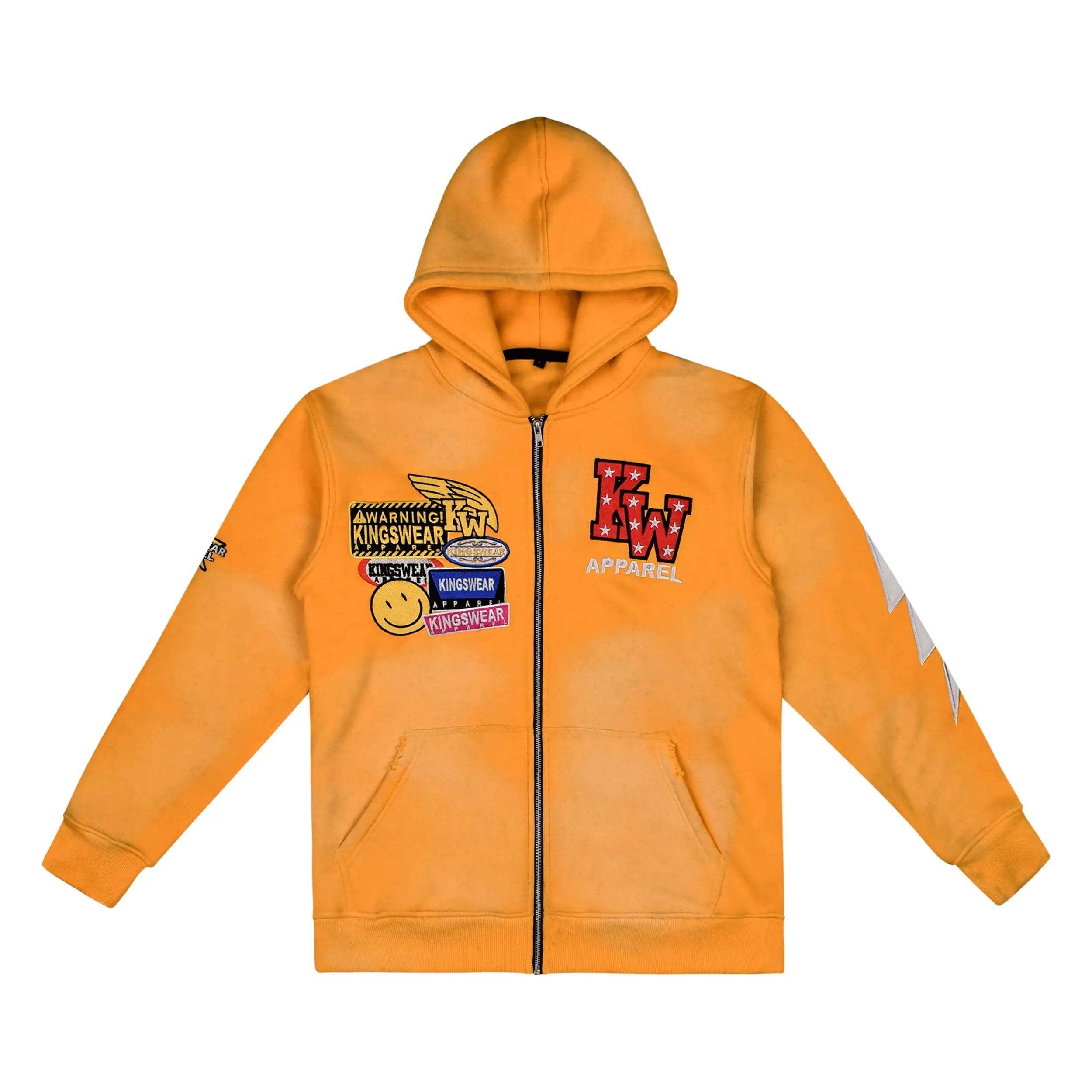 Kings Wear Fleece Hoodie Unisex Pullover with Embroidered Patches Distressed Streetwear Clothing Kings Wear Apparel