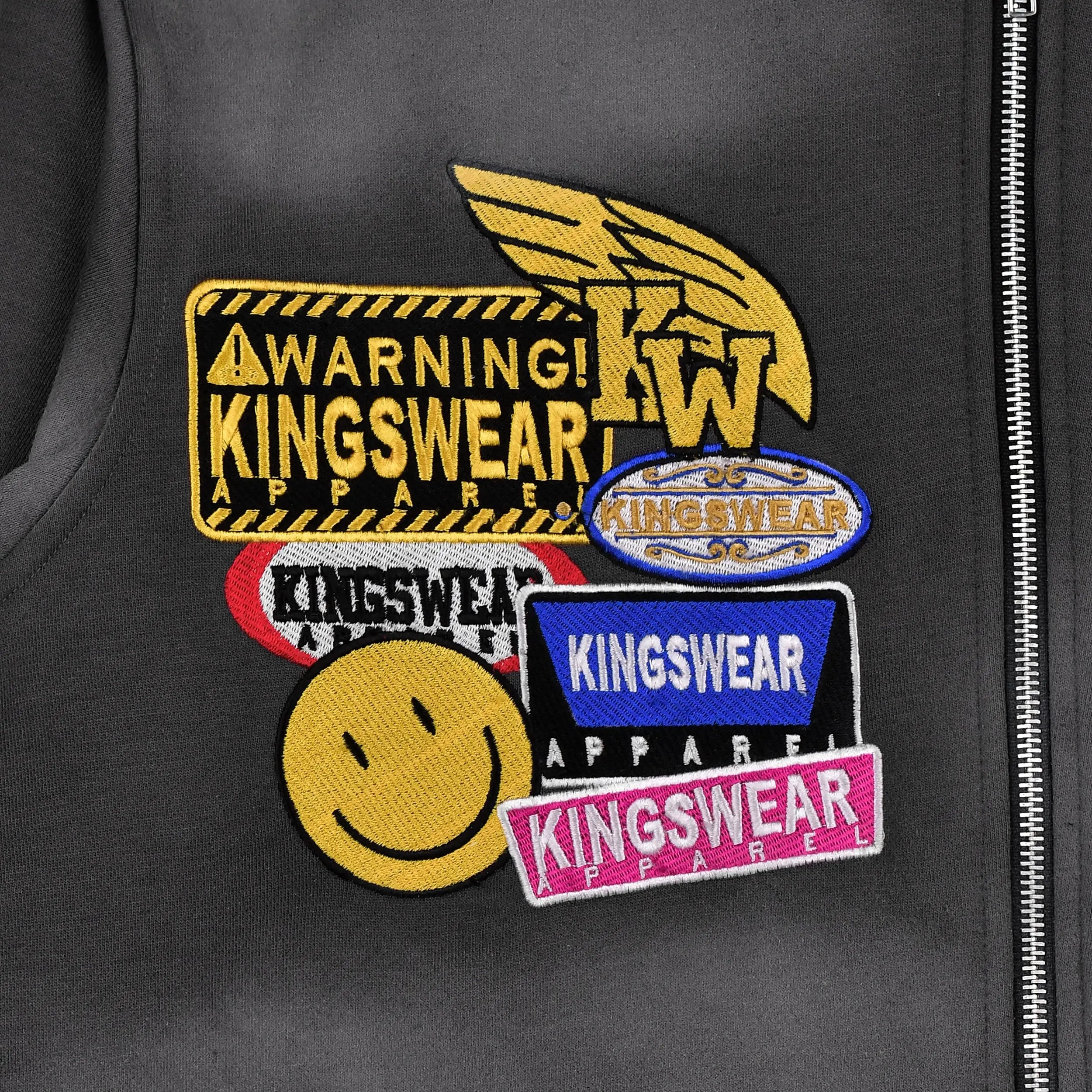 Kings Wear Men's Fleece Hoodie Pullover with Embroidered Patches Distressed Streetwear Clothing Kings Wear Apparel