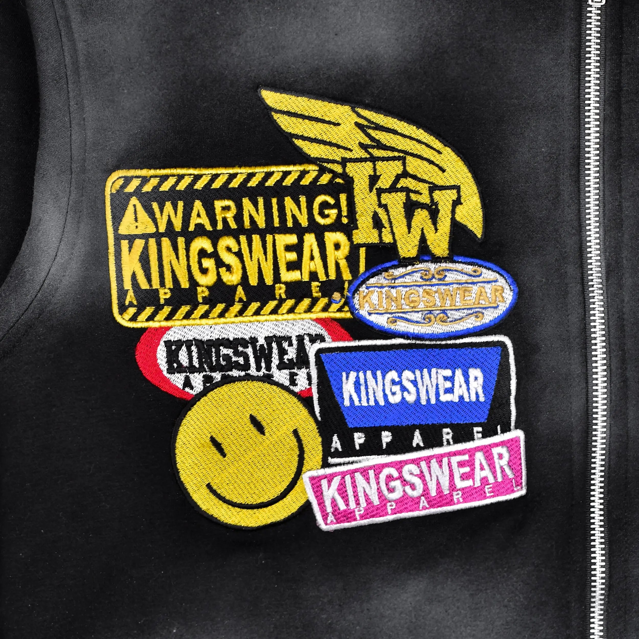 Kings Wear Fleece Hoodie Unisex Hoodie Black Pullover with Embroidered Patches Kings Wear Apparel