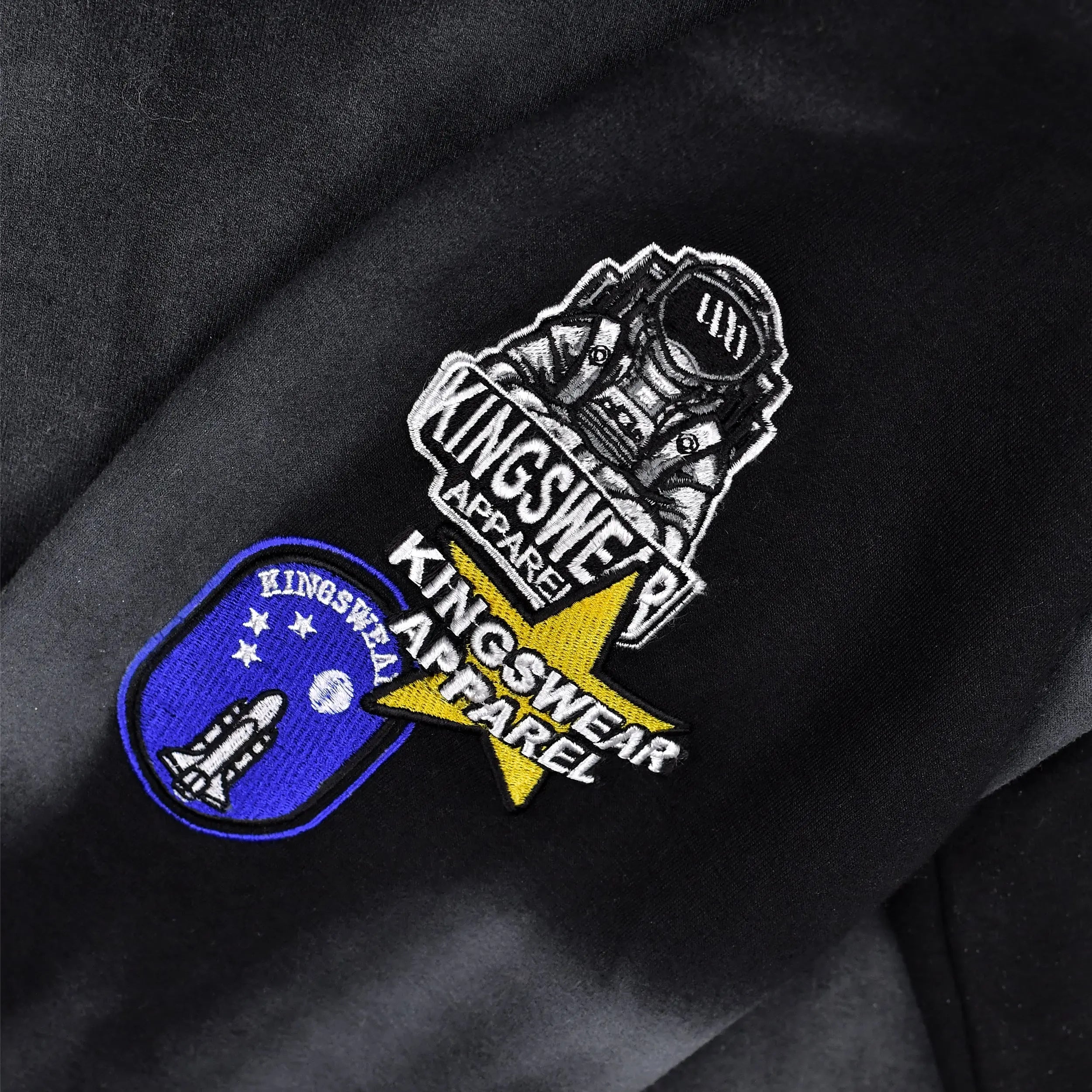 Kings Wear Fleece Hoodie Unisex Hoodie Black Pullover with Embroidered Patches Kings Wear Apparel