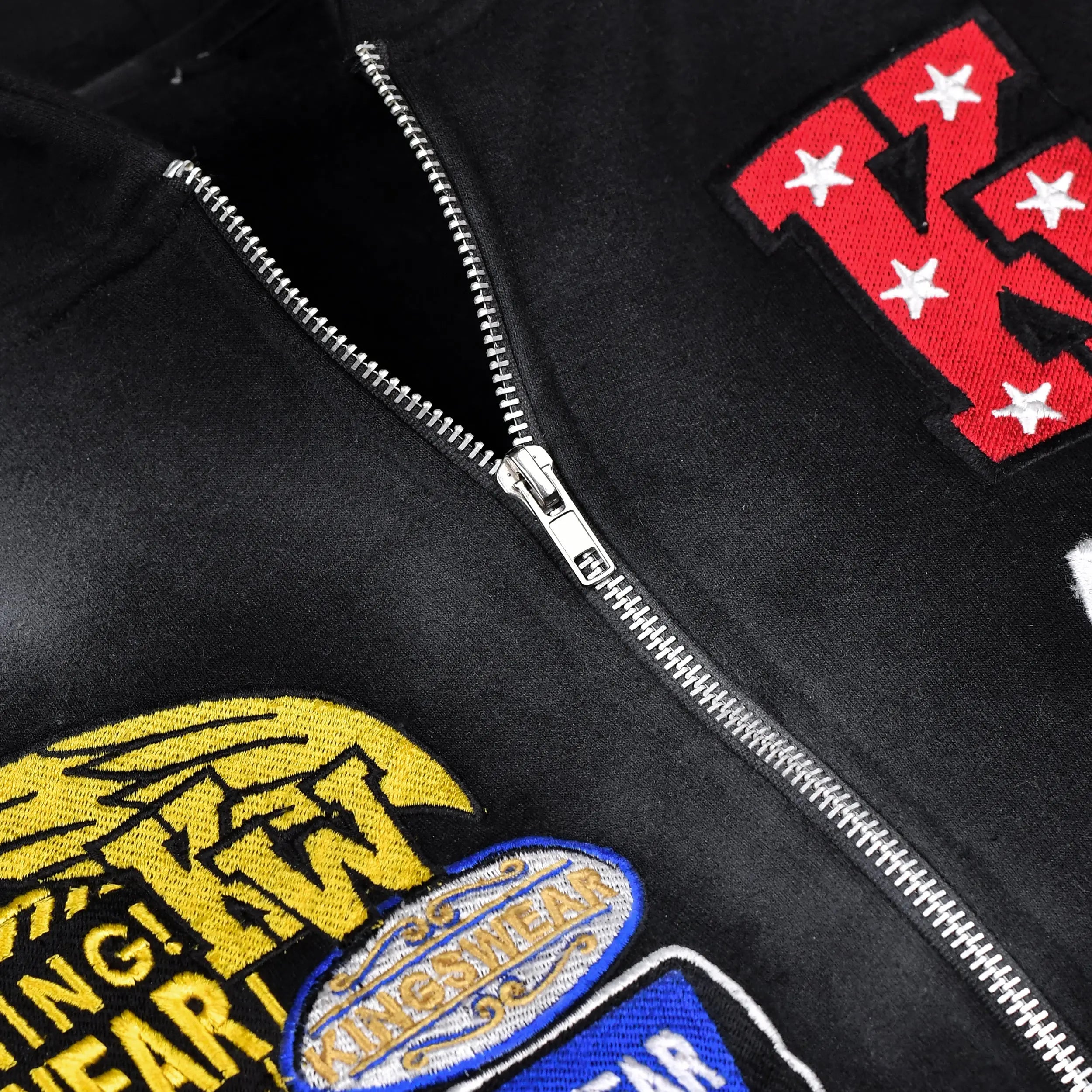 Kings Wear Fleece Hoodie Unisex Hoodie Black Pullover with Embroidered Patches Kings Wear Apparel